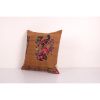 Vintage Handwoven Floral Pattern Square Kilim Pillow, Needle | Cushion in Pillows by Vintage Pillows Store