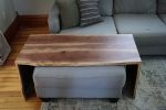 Solid Walnut Wood Double Waterfall Ottoman Coffee Table | Tables by Hazel Oak Farms. Item made of walnut