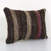Vintage Mid Century Goat Hair Brown Kilim Pillow With Tradit | Cushion in Pillows by Vintage Pillows Store