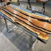 Custom Live Edge Epoxy Table | Dining Table in Tables by Ironscustomwood. Item made of walnut with steel