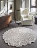 Handmade Wool Geometric Rug, Ivory Grey Modern Carpet, Hand Knotted Textile Mat | Area Rug in Rugs by Swiflo