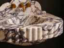 Italian Calacatta Viola Marble Sink, Designer Scalloped Bathroom Vanity | Work by Vero Marble