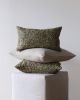 Cream Jute with Woven Olive Green Wool Lumbar Pillow 14x20 | Pillows by Vantage Design