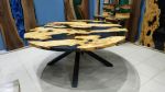 Custom Order Round Olive Smoke Epoxy Dining Table, Diameter | Tables by LuxuryEpoxyFurniture. Item made of wood with synthetic