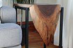 Live Edge Walnut Waterfall Cube Side Table | Tables by Hazel Oak Farms. Item made of walnut with metal