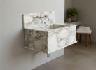 Calacatta Monet Marble Sink with Backsplash | Custom design | Water Fixtures by AYMARBLEDESIGN LLC