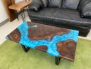 Claro Walnut Burl Resin River Coffee Table | Tables by Carlberg Design. Item composed of walnut & steel compatible with mid century modern and modern style
