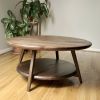 Circular Coffee Table with Shelf | Tables by Crafted Glory. Item made of oak wood works with scandinavian style