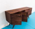 "The Haven", A Mid Century Modern Solid Walnut Credenza | Storage by MODERNCRE8VE. Item composed of walnut