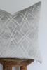 Silver Blue Velvet with Geometric Diamond Pillow 20x20 | Pillows by Vantage Design