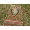 Vintage Short Narrow Oushak Rug Runner, Kitchen Bedside | Area Rug in Rugs by Vintage Pillows Store. Item made of wool & fiber