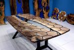 Clear Epoxy Resin Table, Hexagon Honeycomb Walnut | Dining Table in Tables by LuxuryEpoxyFurniture. Item composed of wood and synthetic