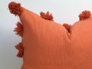 Orange pom pom pillow // orange pom pillow // neutral pom | Pillows by velvet + linen