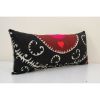 16" x 38" Long Lumbar King Bed Vintage Black Cotton Suzani | Sham in Linens & Bedding by Vintage Pillows Store. Item made of cotton