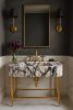 Custom Calacatta Viola Marble Sink with Brass Legs | Water Fixtures by Vero Marble