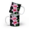 Coffee  - Desire - Pink Lily Floral Realism on Black | Work by Eman's Gallery