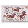 Suzani Tapestry With Horse Design, Animal Pictorial Red Silk | Table Runner in Linens & Bedding by Vintage Pillows Store