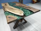 Living Room Epoxy Resin River Table, Live Edge Walnut Dining | Dining Table in Tables by LuxuryEpoxyFurniture. Item made of wood with synthetic