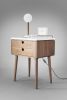 Bedside Table with Two Drawers and on Top Carrara Marble | Tables by Manuel Barrera Habitables. Item composed of oak wood