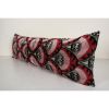 Ikat Lumbar Pillow Cover - Extra Long Pink and Red Silk Ikat | Cushion in Pillows by Vintage Pillows Store. Item made of cotton