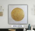 Gold leaf art painting golden circle art abstract round | Oil And Acrylic Painting in Paintings by Berez Art. Item composed of canvas compatible with minimalism and modern style