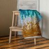 Beach Towel - Good Tidings - Fluid Blue Gold Ocean | Work by Eman's Gallery
