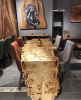 Waterfall Table - Wooden Live Edge Clear Table - Mappa Burl | Dining Table in Tables by Tinella Collection. Item made of maple wood compatible with contemporary and country & farmhouse style
