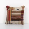 Vintage Turkish Handmade Large Patchwork Cushion, Flat-Weave | Pillows by Vintage Pillows Store