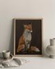 Earthy Woodland Fox Art Print, Sitting Wall Art, Rustic Home Decor | Prints by The Ugly Cat Studio
