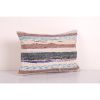 Vintage Cotton Turkish Kilim Lumbar Pillow, Striped Turkish | Cushion in Pillows by Vintage Pillows Store