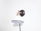 Adjustable Bedside Reading Wall Light - Matte Black & White | Sconces by Retro Steam Works. Item made of fabric & metal compatible with mid century modern style