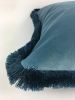 blue velvet pillow // blue fringe pillow // blue monochrome | Pillows by Velvet Fringe