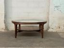 Modern Round Wood Coffee Table with Glass Top, USA made | Clock in Decorative Objects by Niaa