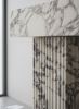 Modern Pedestal Calacatta Viola fluted marble sink | Water Fixtures by AYMARBLEDESIGN LLC
