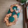 Epoxy Custom Vivid Edge Blue Resin River Olive Wood Coffee Table | Tables by Ironscustomwood. Item made of wood with synthetic