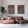 Modern Diptych Wall Art Set (2 Pieces) – Textured 3D Plaster Sculptures in Natural Brown, Minimalist Home Decoration & Housewarming Gift | Wall Sculpture in Wall Hangings by Vaiva Art Atelier