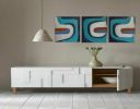 Set of 3 large abstract midcentury modern painting original | Oil And Acrylic Painting in Paintings by Berez Art. Item made of canvas compatible with minimalism and mid century modern style