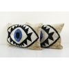 Ikat Eye Beige Pillow Cover - Handloom Blue Silk Ikat Velvet | Sham in Linens & Bedding by Vintage Pillows Store. Item composed of cotton