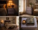 Handmade Bone Inlay Nightstand 2 Drawer Boho Moroccan Bedside Table | Storage by IKKAZA