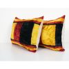 Ikat Velvet Pillow Cover with Rich Border, Matching Red | Sham in Linens & Bedding by Vintage Pillows Store. Item made of cotton with fiber