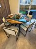 Custom Order Walnut Tree Diameter Round Turquoise White | Dining Table in Tables by LuxuryEpoxyFurniture. Item composed of wood and synthetic