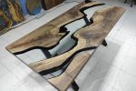 Walnut Wood Transparent Clear Epoxy Table | Coffee Table | Dining Table in Tables by LuxuryEpoxyFurniture. Item made of wood with synthetic