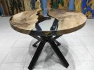 Custom Order Diameter Transparent Walnut Clear Round Epoxy | Dining Table in Tables by LuxuryEpoxyFurniture. Item composed of wood and synthetic