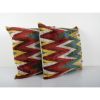 Square Silk Ikat Velvet Pillow Cover - Set Colorful Zig Zag | Cushion in Pillows by Vintage Pillows Store