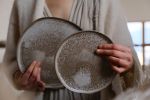Dinner Set (2 plates) - NorthernLights organic natural shape | Dinnerware by Laima Ceramics. Item composed of stoneware in minimalism or contemporary style