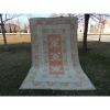 Vintage Distressed Pastel Color Oushak Area Rug | Rugs by Vintage Pillows Store. Item made of cotton with fiber