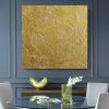 Gold Leaf Wall Art Canvas Minimalist Golden Painting | Oil And Acrylic Painting in Paintings by Berez Art. Item made of canvas works with minimalism style