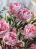 Pink peony flowers original canvas painting Flower oil wall | Oil And Acrylic Painting in Paintings by Natart. Item composed of canvas and synthetic in contemporary style
