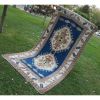 nteresting Pattern Blue Color Rug, Mid Century Modern | Runner Rug in Rugs by Vintage Pillows Store. Item composed of cotton
