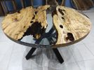 Custom Diameter, Round Olive Wood, Clear Epoxy Dining Table | Tables by LuxuryEpoxyFurniture. Item made of wood with synthetic